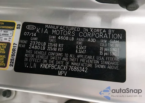 2015 Kia Sportage Lx z USA, uszkodzony, nr VIN KNDPBCACXF7686342